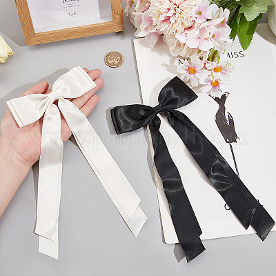 Заколки для волос из кожи аллигатора с большим бантом из полиэстера AJEW-CP0008-42B-04-1