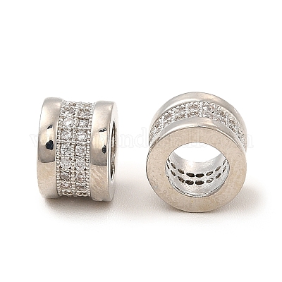 Реечное покрытие латунь микро паве прозрачный кубический цирконий европейские бусины KK-C010-56-1