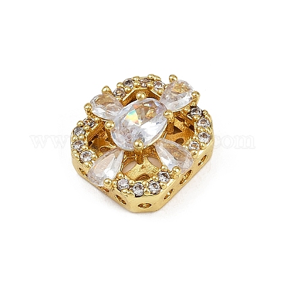 Полая стойка покрытие латунь прозрачные кубические циркониевые бусины KK-L236-05G-1