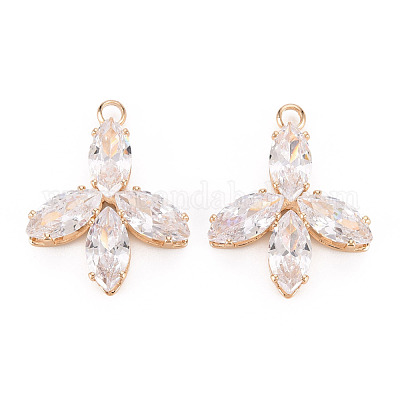 Латунные микропаве прозрачные подвески с фианитом KK-Q253-002G-A-1