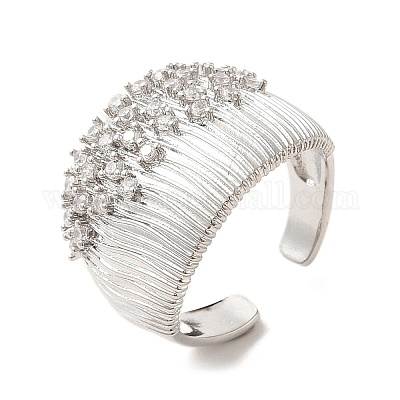 Открытые манжеты из латуни с микропаве кубический цирконий RJEW-P098-16P-1