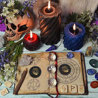 Латунная восковая печать штамп с ручкой AJEW-WH0184-0963-1