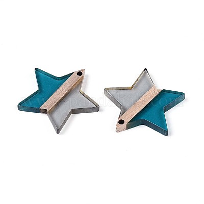 Прозрачные подвески из смолы и дерева RESI-T057-62A-1