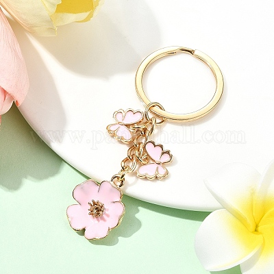 6шт. брелок для ключей с цветочным сплавом и эмалью&nbsp;KEYC-YW00171-01-1