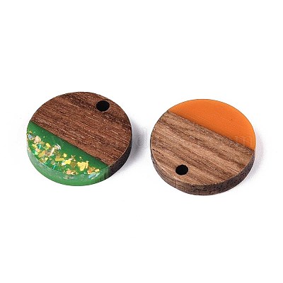 Подвески из непрозрачной смолы и орехового дерева RESI-T060-05M-1