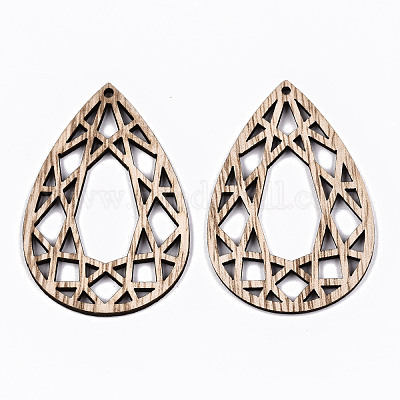 Необработанные полые деревянные большие подвески WOOD-N006-121-1