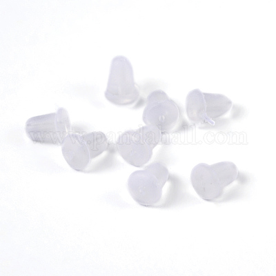 100pcs Diy Earring Components, Including Plastic & Silicone Ear Plugs,  Rubber Ear Stoppers, Silver-plated Earrings