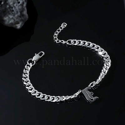 Ожерелья с кубинской цепочкой с подвеской-инициалом из нержавеющей стали 304 FS-WGB15F2-25-1