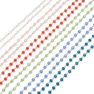 Цепи-рондели ручной работы из нержавеющей стали 304 из стекла AJEW-JB01460-1