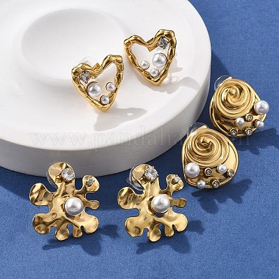 Серьги-гвоздики из нержавеющей стали 304 с прозрачным кубическим цирконием EJEW-R020-05G-03-1