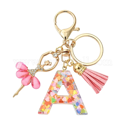 Буквы a~z прозрачные блестящие брелки из смолы с подвеской KEYC-FZ00024-01-1