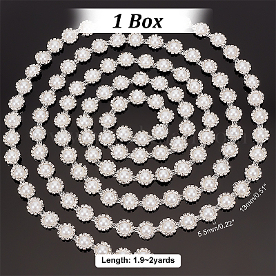 2 ярд хрустальных цепочек-чашек со стразами и пластиковыми жемчужными бусинами DIY-PH0017-40-1