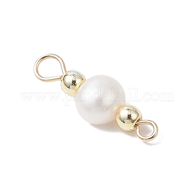 Подвески-коннекторы из натурального культивированного пресноводного жемчуга в виде картофеля и круглого гальванического немагнитного синтетического гематита PALLOY-JF04191-01-1