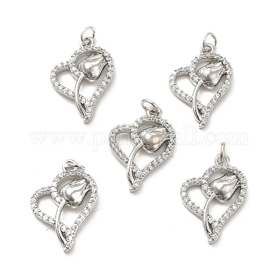 Латунные микропаве прозрачные подвески с фианитом KK-E068-VB191-1