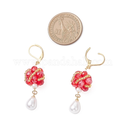 Стеклянные серьги-капли с застежкой-рычагом EJEW-MZ00531-1