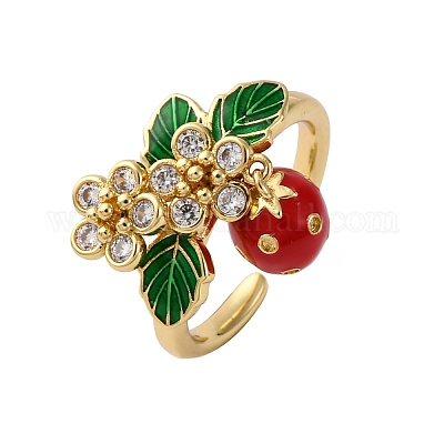 Открытые манжеты из латуни с микропаве и цирконием для женщин RJEW-U057-16G-1