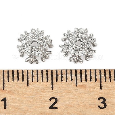 Колпачки для бусин из прозрачного кубического циркония из латуни KK-V015-32P-1