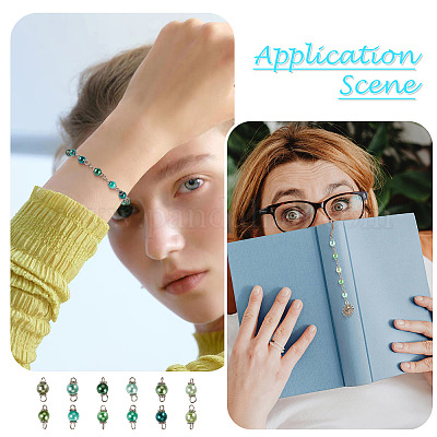 120 шт. 12-х цветные стеклянные перламутровые круглые подвески-соединители PALLOY-TA00261-1