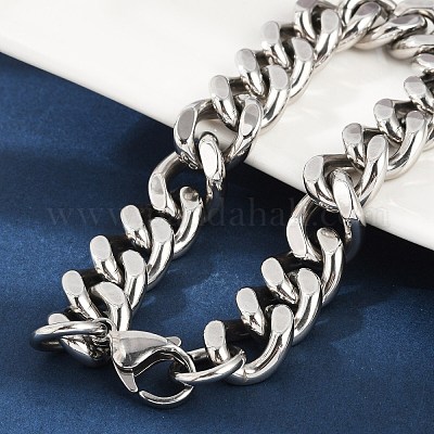 Браслеты из кубинской цепочки из нержавеющей стали 304 для женщин и мужчин BJEW-D304-01P-1