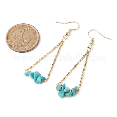 Серьги-подвески из нержавеющей стали 304 с синтетическими драгоценными камнями EJEW-JE06010-10-1