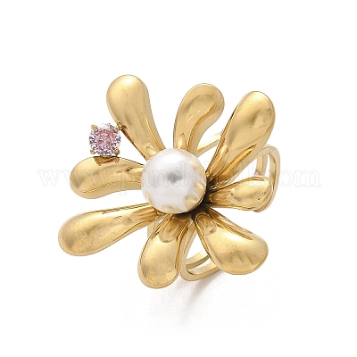 Кольца-манжеты из нержавеющей стали 304 с кубическим цирконием для женщин RJEW-D302-02G-02-1