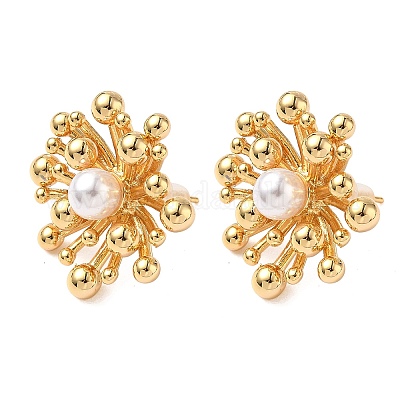 Серьги-гвоздики в виде цветка из латуни EJEW-D337-06G-1