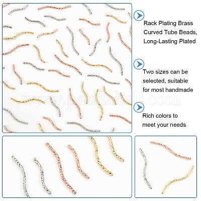 60 шт. 6-х стилевая стойка с покрытием из латуни изогнутые трубчатые бусины KK-BC0009-14-1