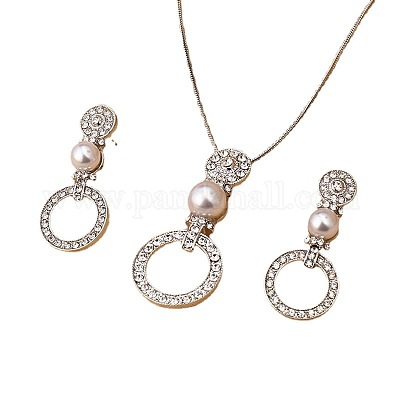 Комплекты из ожерелий и серег-гвоздиков из сплава колец FS-WG38D5D-01-1