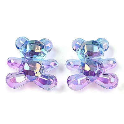 Прозрачные акриловые европейские бусины градиентного цвета&nbsp;OACR-P024-01-04-1