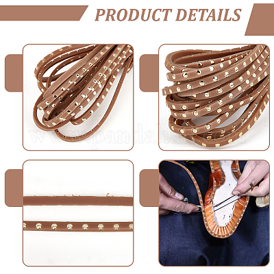 Плоский кожаный шнур для сапожника с металлической заклепкой&nbsp;LS-AJEW-WH0561-08A-1