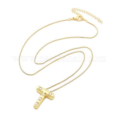 Женские ожерелья с подвеской в виде буквы из латуни и пластика в виде жемчуга NJEW-U017-01G-20-1