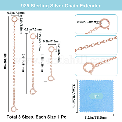 3 шт. 3 стиля удлинитель цепи из стерлингового серебра STER-BBC0006-75-1