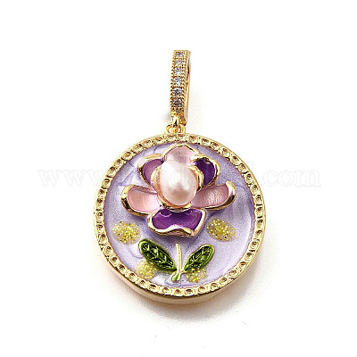 Латунные подвески с микропаве из кубического циркония и эмали KK-R222-10G-02-1