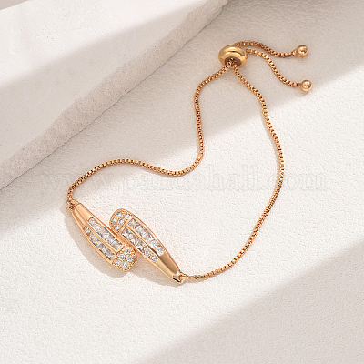 Браслеты-слайдеры с прозрачным кубическим цирконием из латуни с микропаве IW9217-1