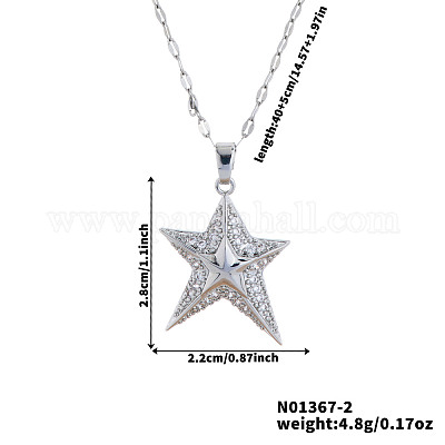 Элегантные латунные ожерелья с подвесками в виде звезд из прозрачных кубических цирконий с микропаве EY0411-2-1