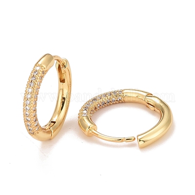 Серьги-кольца из прозрачного кубического циркония EJEW-C022-07G-1