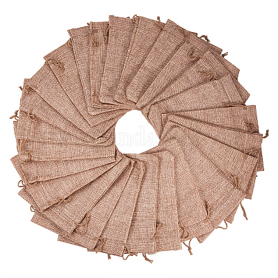 Упаковочные пакеты из мешковины (полиэстера) сумки на шнурке&nbsp;ABAG-BC0001-07B-18x13-1