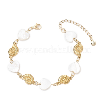 3 шт. 3 стиля бусин из натуральных пресноводных ракушек и соединительные звенья из нержавеющей стали 304 для женщин BJEW-JB12216-1