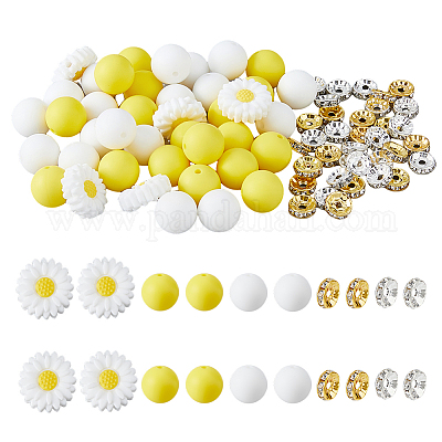 Набор для самостоятельного изготовления круглых и ромашковых силиконовых бусин DIY-DC0002-96-1