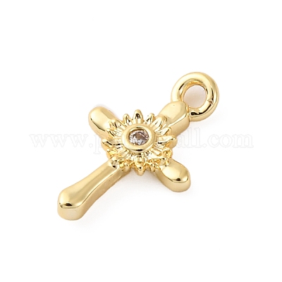 Латунные микропаве прозрачные кубические циркониевые подвески KK-V016-22E-G-1