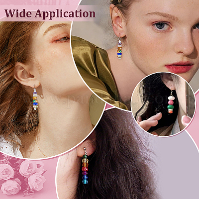 5 пара двухцветных пластиковых сережек-подвесок EJEW-PH0002-11-1