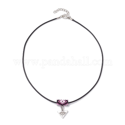 Ожерелья из стеклянных бусин и сплава с подвесками в виде треугольников от сглаза NJEW-MZ00110-05-1