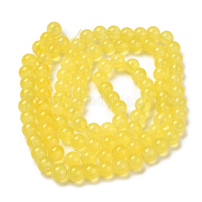 Выпечки окрашены имитация нефрита стекловолокна круглый шарик DGLA-Q021-8mm-24-1