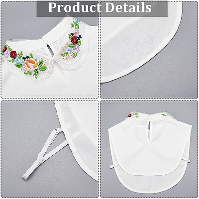 Съемный воротник из полиэстера с вышитыми цветами AJEW-WH20006-242A-1