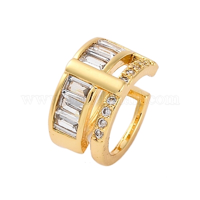 Серьги-манжеты из латуни с микропаве и прозрачным циркониевым покрытием для женщин EJEW-C125-24B-G-1