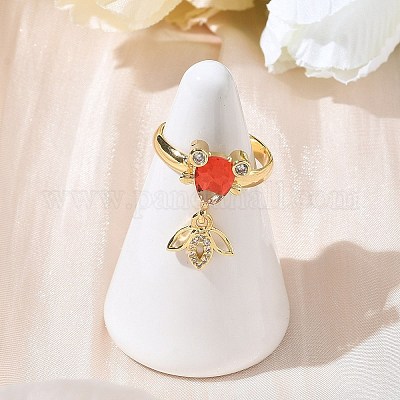 Регулируемые кольца для женщин с микропаве из латуни и кубическими цирконами RJEW-K307-01G-21-1