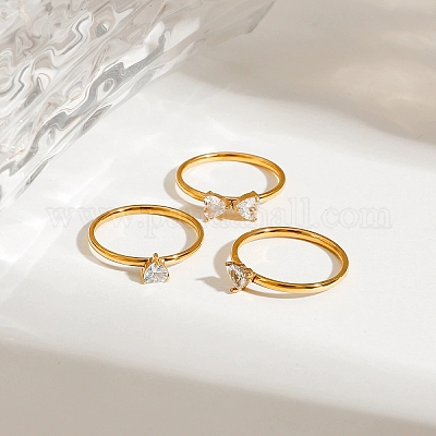 3 комплект колец из нержавеющей стали 304 с микропаве из кубического циркония RJEW-S625-02G-1