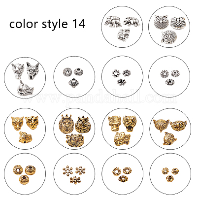 PH PandaHall 300pcs 6 Style Antique Silver Spacer Beads, Tibetan Metal  Alloy Tube Spacers Flower Flat Rondelle Small Loose Beads for Bracelet  Necklace