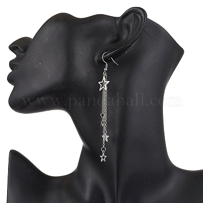 Серьги-кисточки в форме звезды и луны из нержавеющей стали 304 для женщин EJEW-JE06399-1