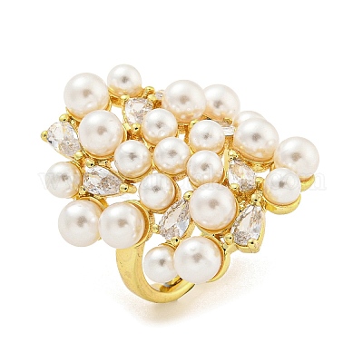 Латунные микро проложить пальцев кольца кубического циркония RJEW-L113-012G-1